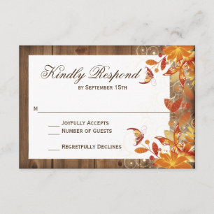 RSVP-Karten für die Hochzeit im Herbst Herbst-Flor RSVP Karte