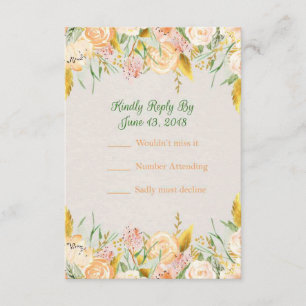 RSVP-Karten für die Hochzeit von Grünblütenblätter RSVP Karte
