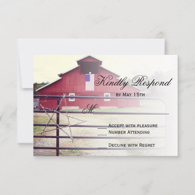 RSVP-Karten für die Hochzeit von Red Barn bekommen RSVP Karte (Vorderseite)