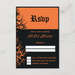 RSVP-Karten für die Hochzeit von Schwarz und Orang RSVP Karte