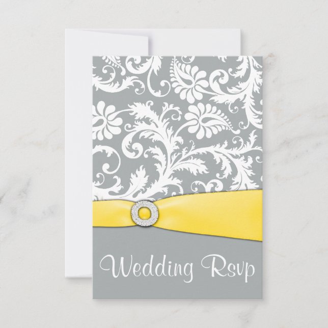 RSVP-Karten für die Hochzeit von weißem Gelb und g RSVP Karte (Vorderseite)