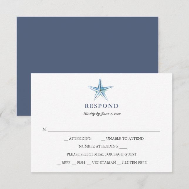 RSVP-Karten für einfache Hochzeiten am Strand RSVP Karte (Vorne/Hinten)
