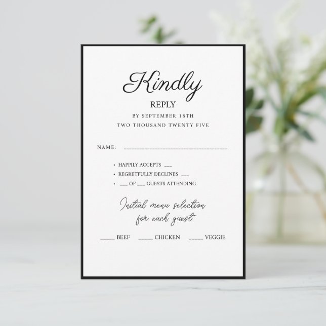 RSVP Karten für Hochzeiten. (Stehend Vorderseite)