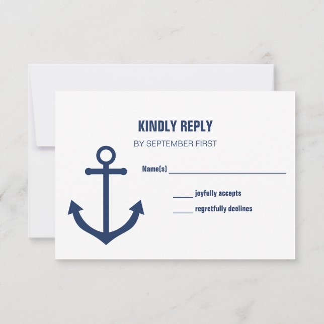 RSVP-Karten für Hochzeiten der Nautischen Marine Einladung (Rückseite)