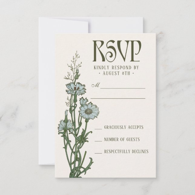 RSVP-Karten für Hochzeiten | Floral Art Nouveau RSVP Karte (Vorderseite)