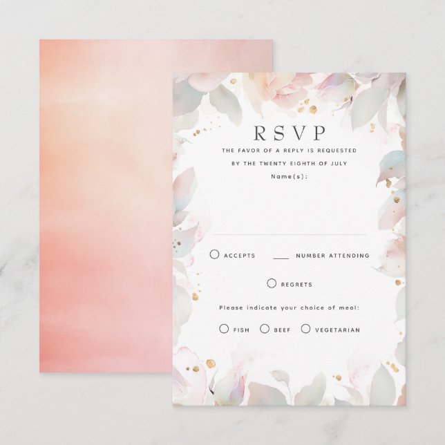 RSVP-Karten für Hochzeiten mit heller, floraler Ob RSVP Karte (Vorne/Hinten)