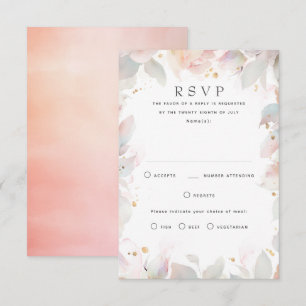 RSVP-Karten für Hochzeiten mit heller, floraler Ob RSVP Karte