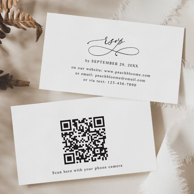 RSVP-Karten für Hochzeiten mit schwarzem und weiße Visitenkarte (Von Creator hochgeladen)