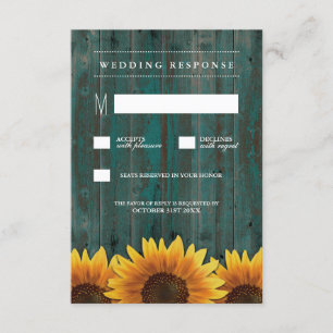 RSVP-Karten für Hochzeiten mit türkisfarbener und  RSVP Karte