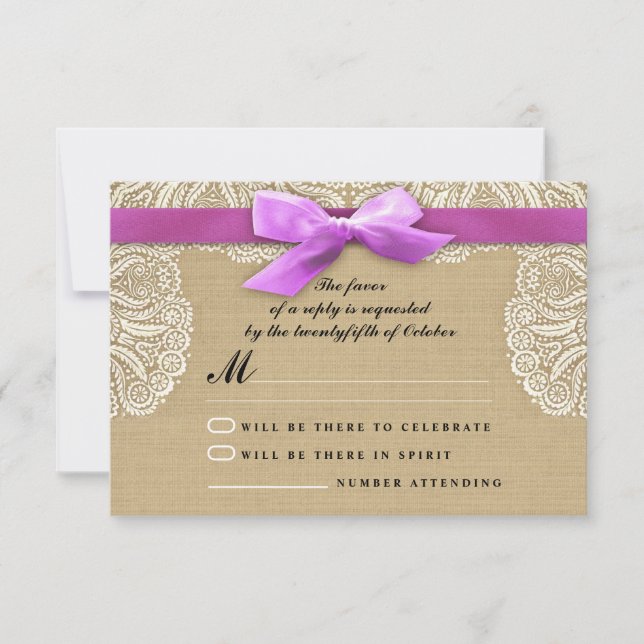 RSVP-Karten für Hochzeiten mit weißer Spitze RSVP Karte (Vorderseite)
