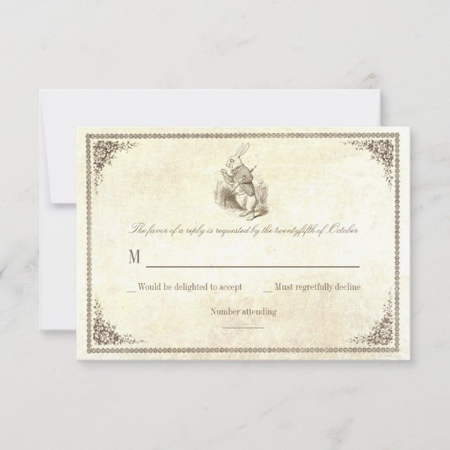 RSVP-Karten für Hochzeiten von Alicen im Wunderlan RSVP Karte (Vorderseite)