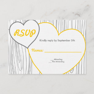 RSVP-Karten für Hochzeiten von Holzkörnern - Gelb RSVP Karte