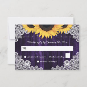 RSVP-Karten für Hochzeiten von lila Holz RSVP Karte
