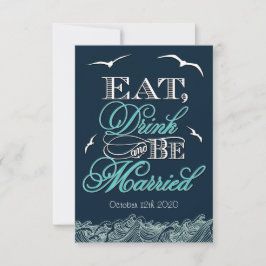 RSVP-Karten für Hochzeiten von Navy Blue & Aqua RSVP Karte