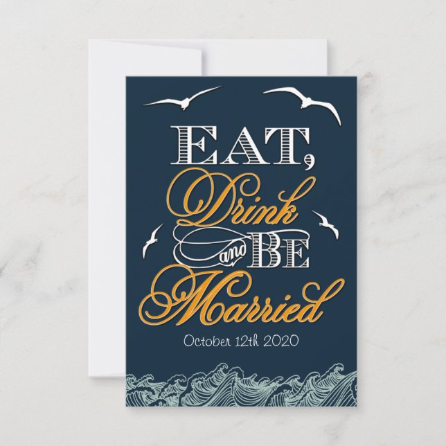 RSVP-Karten für Hochzeiten von Navy Blue & Orange  RSVP Karte (Vorderseite)