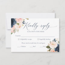 RSVP-Karten für Hochzeiten von Navy Blue und Blush