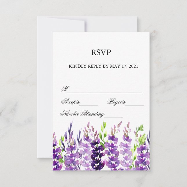 RSVP-Karten für lila Hochzeiten RSVP Karte (Vorderseite)