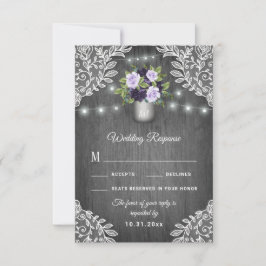 RSVP-Karten für lila Silbergraue Blumenzange RSVP Karte