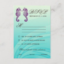 RSVP-Karten für lila und blaue Seepferde