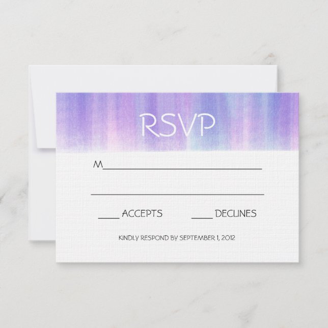 RSVP-KARTEN FÜR lila UND PINKWASSERFARBEN RSVP Karte (Vorderseite)