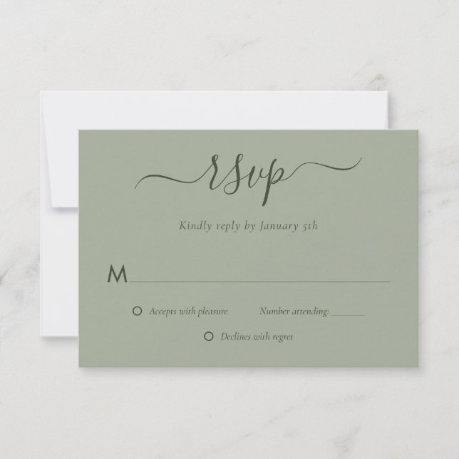 RSVP-Karten für moderne Magazine Green Wedding RSVP Karte (Vorderseite)