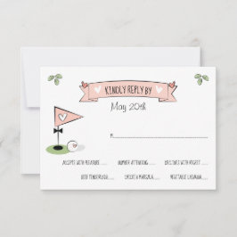 RSVP-Karten für Rosa Ball und Bowtie-Button RSVP Karte