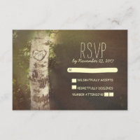 RSVP-Karten für rustikale Hochzeiten auf Birkenbau