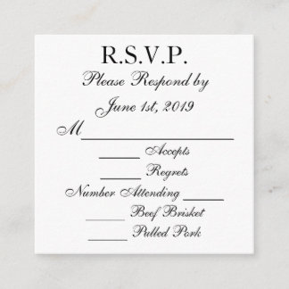 RSVP-Karten für Schwarz und Weiß Begleitkarte