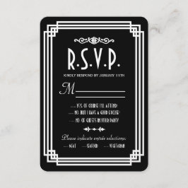 RSVP-Karten für Schwarz/Weiß-Art-Deco RSVP Karte