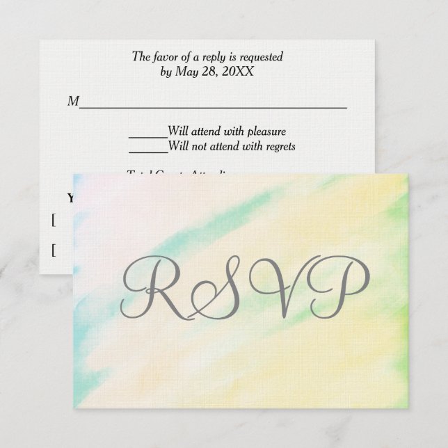 RSVP-Karten für tropische Wasserfarben RSVP Karte (Vorne/Hinten)