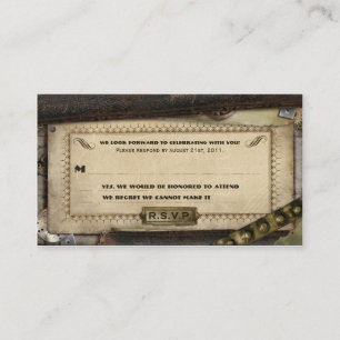 RSVP-Karten für viktorianische Steampunk-Leder Begleitkarte
