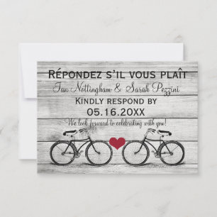 RSVP-Karten für Vintage Fahrradhochzeiten RSVP Karte