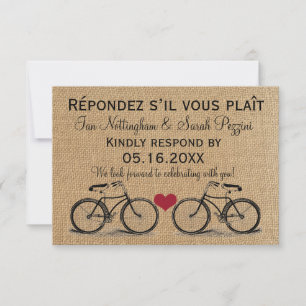 RSVP-Karten für Vintage Fahrradhochzeiten RSVP Karte