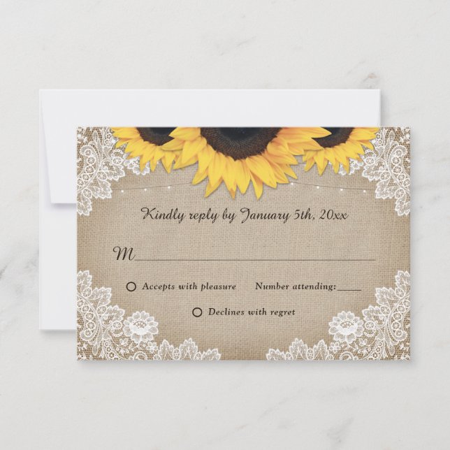 RSVP-Karten für Vintage Hochzeitssonne RSVP Karte (Vorderseite)