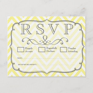 RSVP-Karten für Vintage Zickzack Hochzeiten, gelb  RSVP Karte