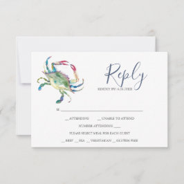 RSVP-Karten für Wasserfarbenkrabben RSVP Karte