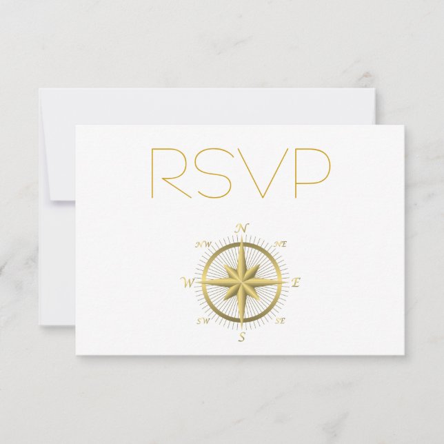RSVP-Karten für weiße Nautische Hochzeiten RSVP Karte (Vorderseite)