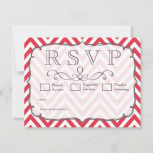 RSVP-Karten für Zickzack Hochzeiten, Mohnrot und W RSVP Karte