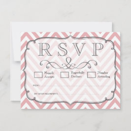 RSVP-Karten für Zickzack Hochzeiten, rosa und weiß RSVP Karte
