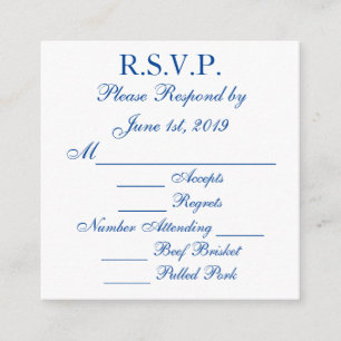 RSVP-Karten mit blauem und weißem Ansprechen Begleitkarte