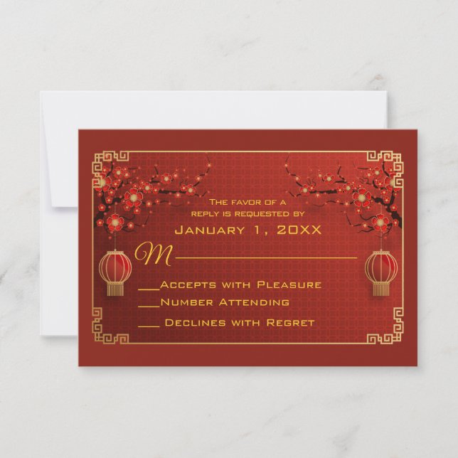 RSVP-Karten mit chinesischer Roter Laterne RSVP Karte (Vorderseite)