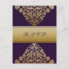 RSVP-Karten mit lila Gold-Eleganz Einladungspostkarte