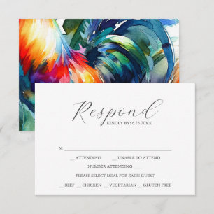 RSVP-Karten mit Rooster Feathers für Mahlzeiten RSVP Karte