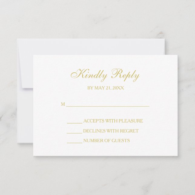 RSVP-Karten mit rosa und goldfarbenem Script RSVP Karte (Vorderseite)