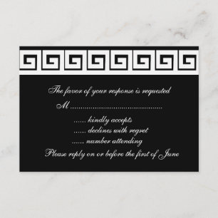 RSVP-Karten mit schwarzem und weißem griechischem  RSVP Karte
