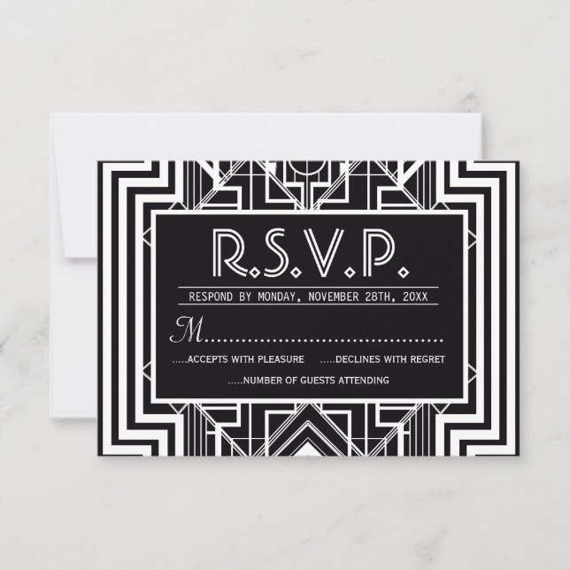 RSVP-Karten mit schwarzer Geometrie RSVP Karte (Vorderseite)