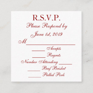 RSVP-Karten mit tiefrotem und weißem Ansprechen Begleitkarte