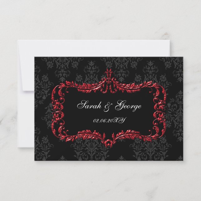rsvp-Karten, schwarz, schwarz, Standard 3,5 x 5 RSVP Karte (Vorderseite)