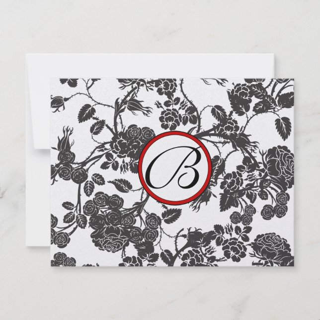 RSVP-Karten - Schwarze Rose - Roter Schnitt - ausg RSVP Karte (Vorderseite)