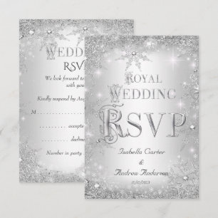 RSVP Königliche Hochzeit Silber Winter Wonderland  Karte